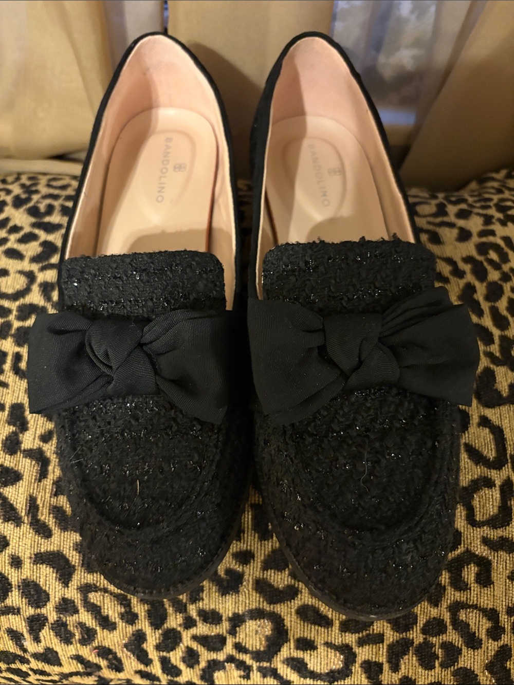Bandolino Black Tweed Bow Loafers